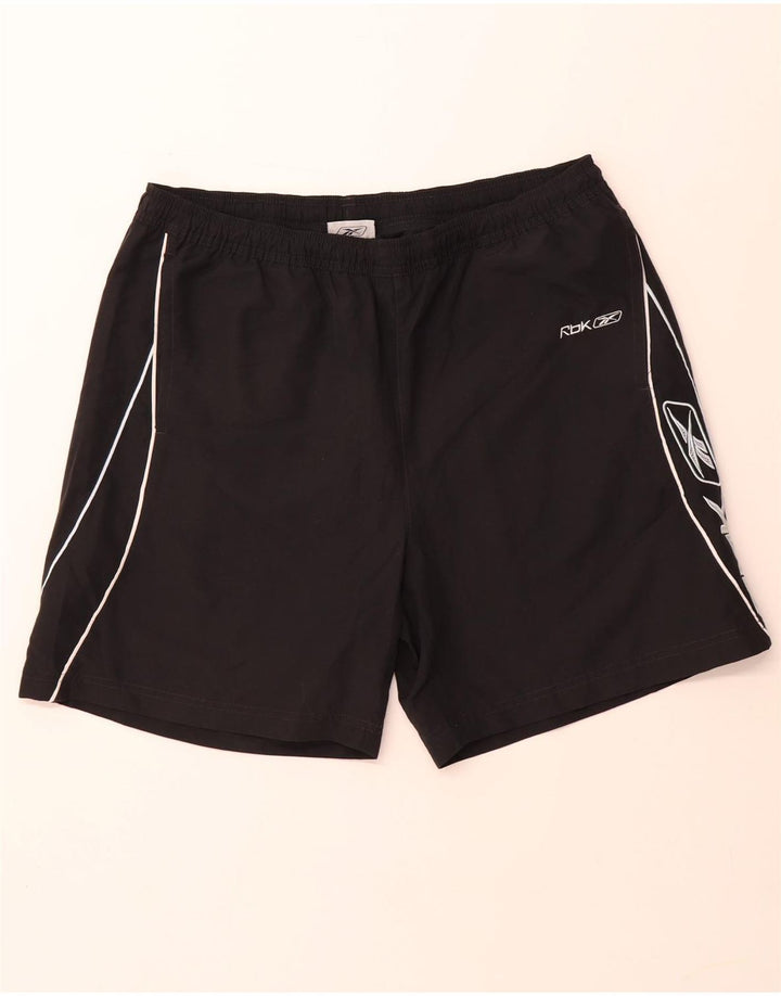 REEBOK Mens Graphic Sport Shorts  Large  Black Polyester
