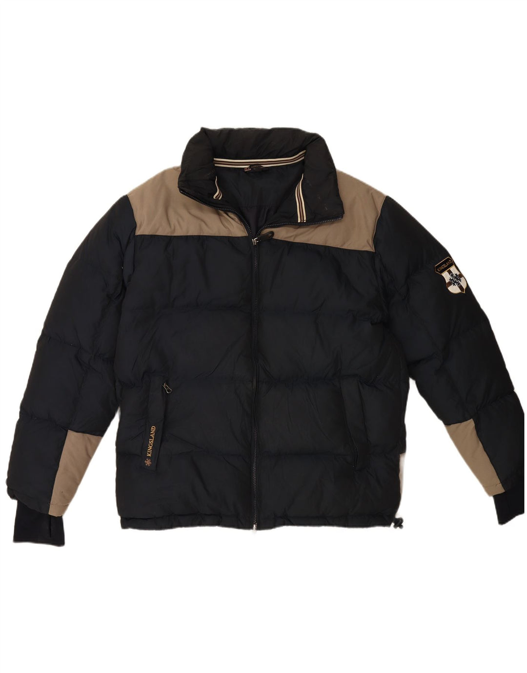 KINGSLAND Mens Padded Jacket UK 42 XL Navy Blue Colourblock Polyester