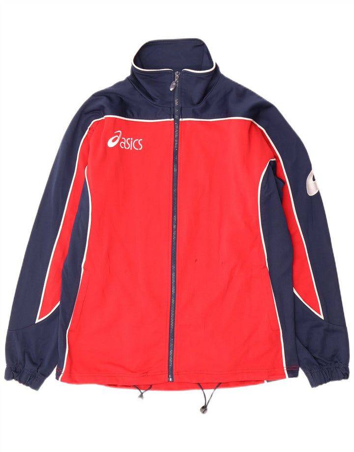 ASICS Mens Graphic Tracksuit Top Jacket Small Red Colourblock