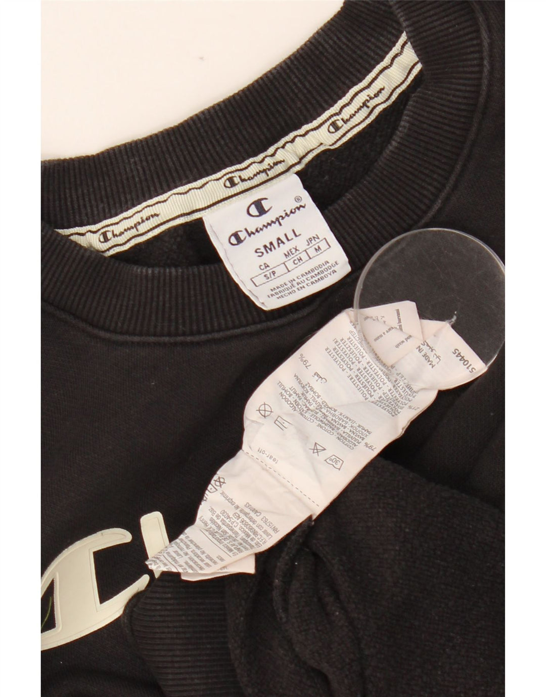 CHAMPION Womens Graphic Sweatshirt Jumper UK 10 Small Black Cotton