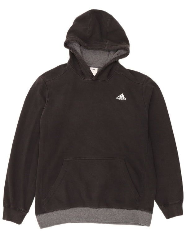 Adidas Mens Hoodie Jumper Large Black Colourblock Cotton