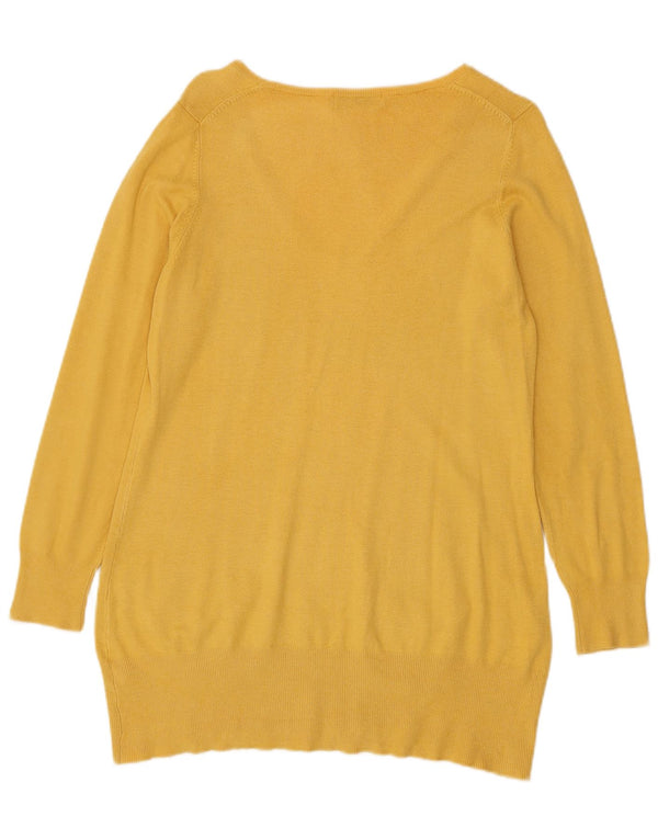 Marks & Spencer Womens V-Neck Jumper Sweater UK 14 Medium Yellow Viscose