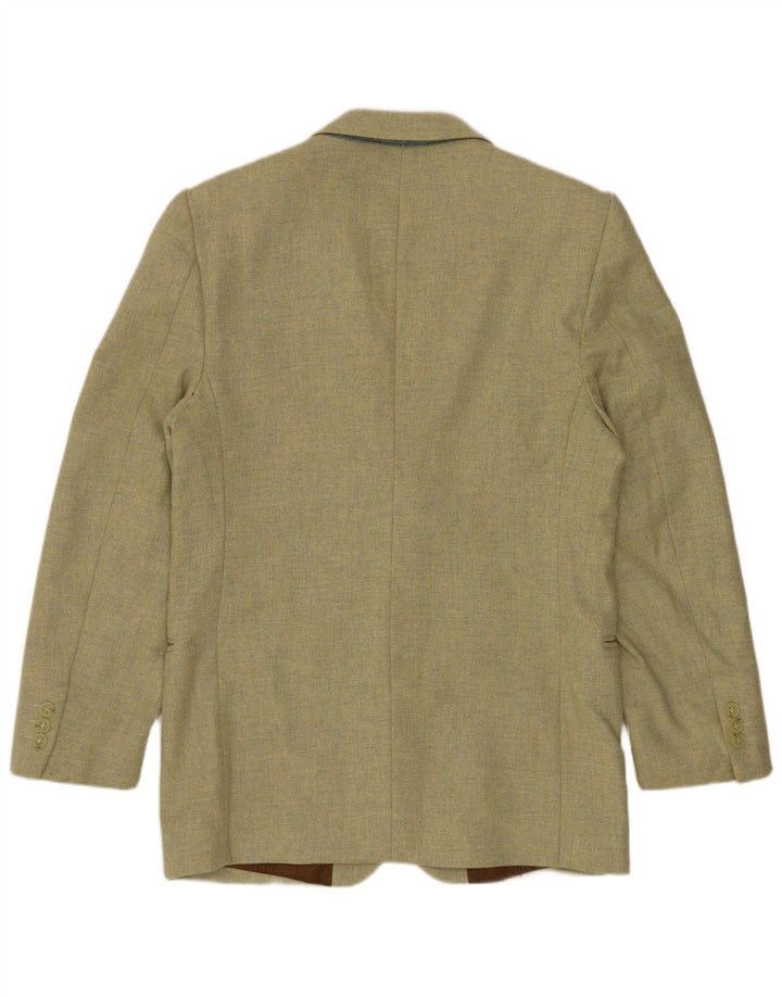 VINTAGE Mens 3 Button Blazer Jacket IT 46 Small Green Wool