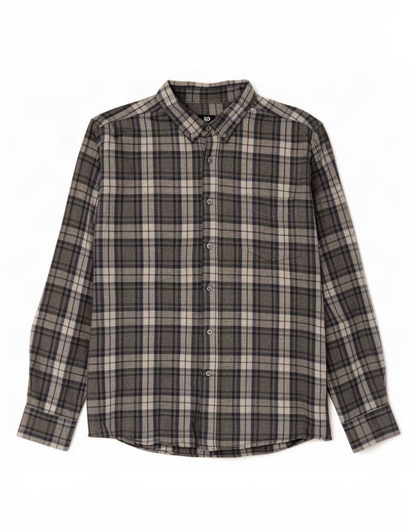 Dack's Mens Regular Fit Flannel Shirt XL Grey Check Cotton