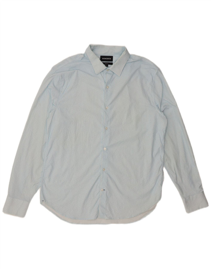 BONOBOS Mens Athletic Fit  Shirt Large Blue Spotted Nylon