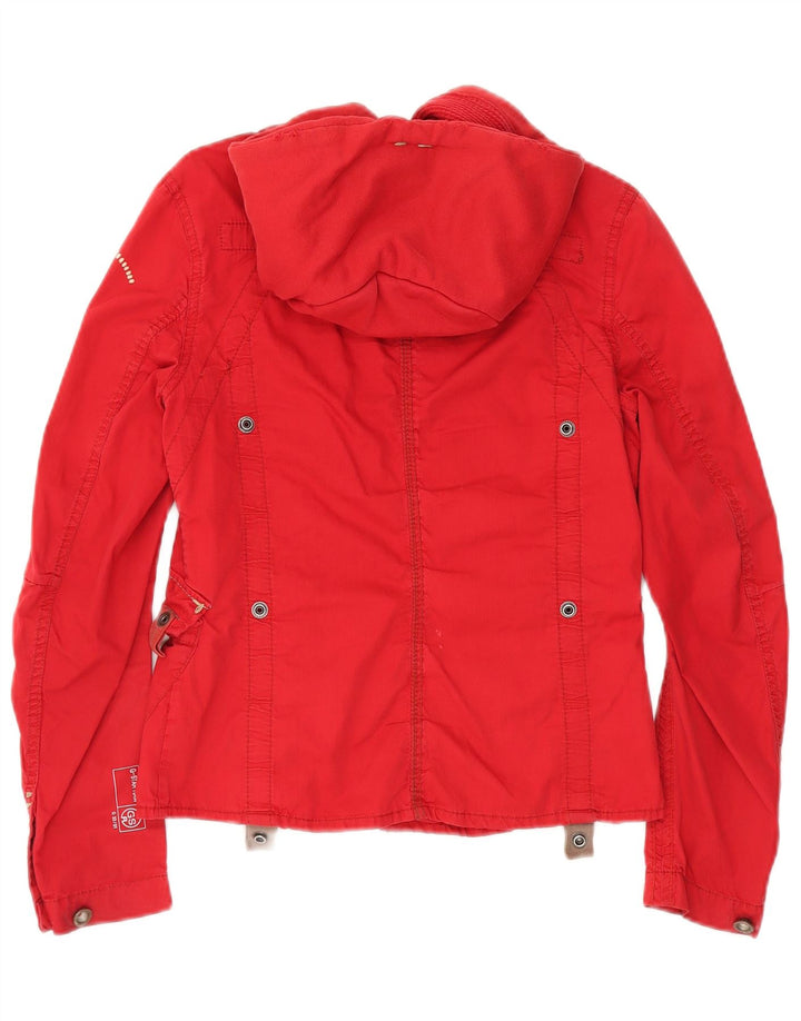 G Star Womens Hooded Utility Jacket UK 14 Medium Red Cotton