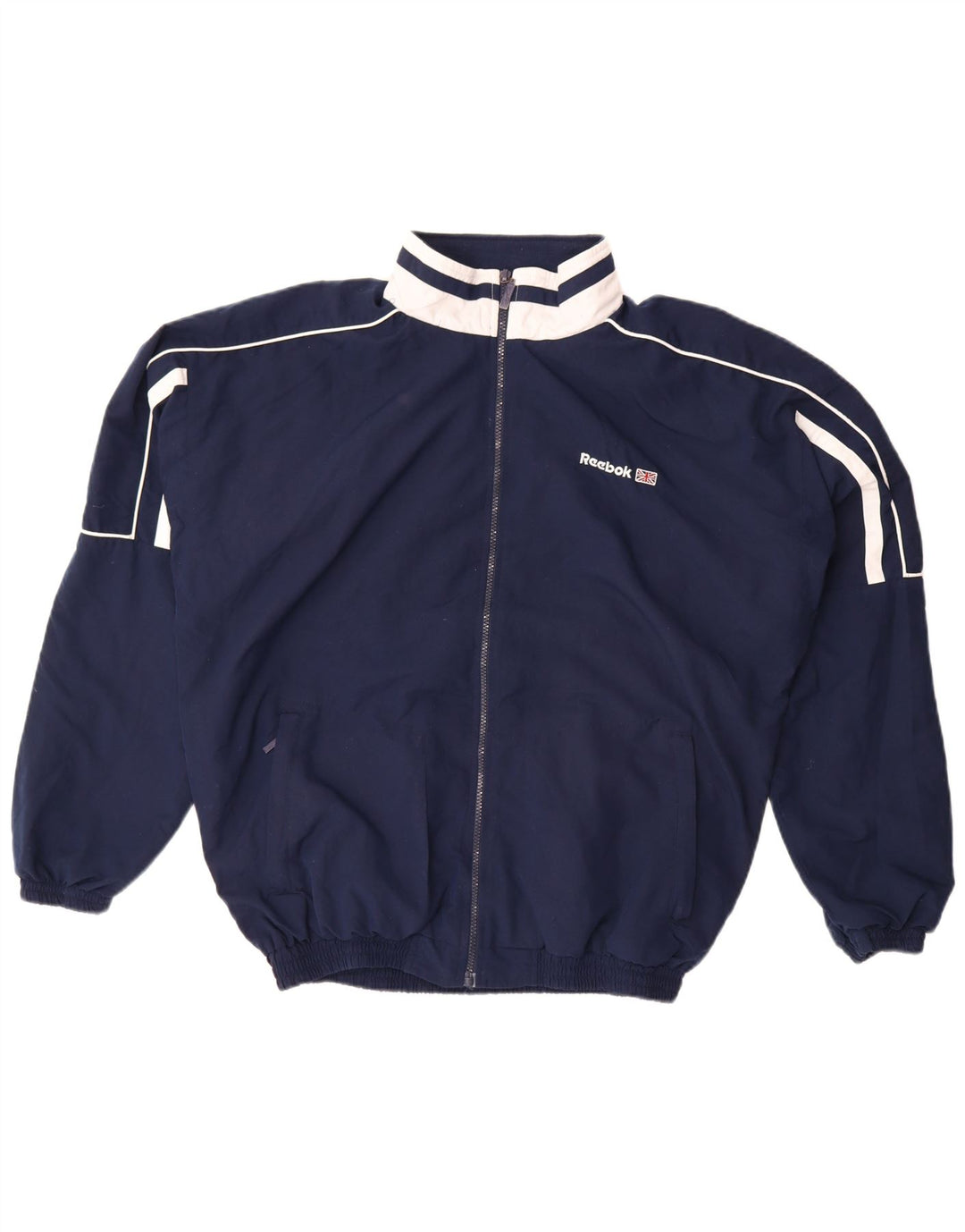 Reebok Mens Graphic Tracksuit Top Jacket Large Navy Blue Colourblock