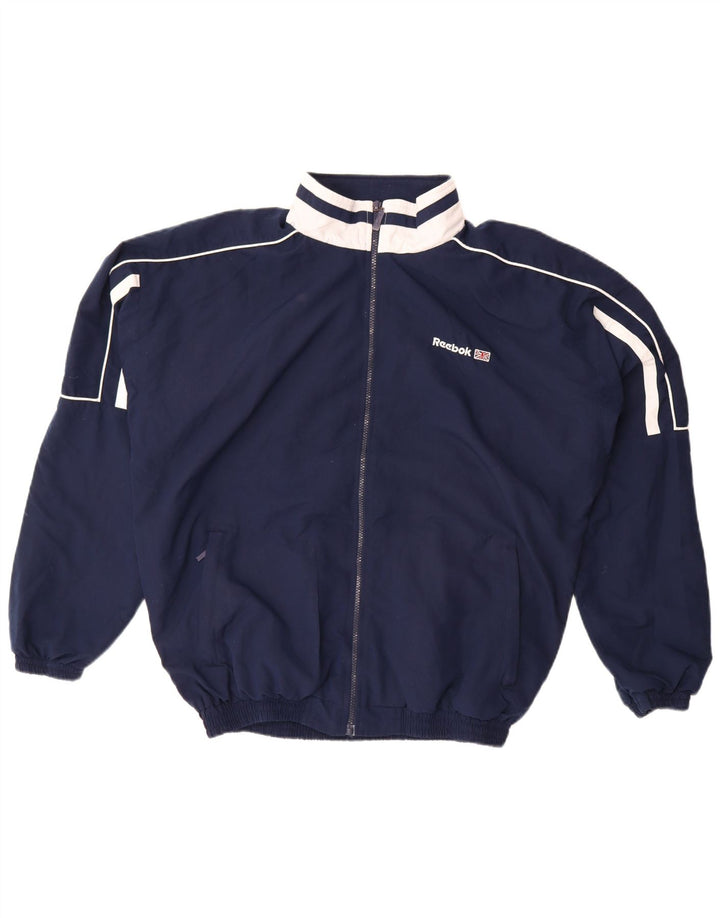 Reebok Mens Graphic Tracksuit Top Jacket Large Navy Blue Colourblock