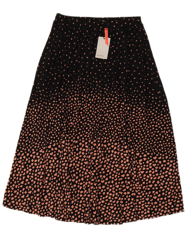 Oasis Womens Flared Skirt Medium W28  Black Spotted Polyester