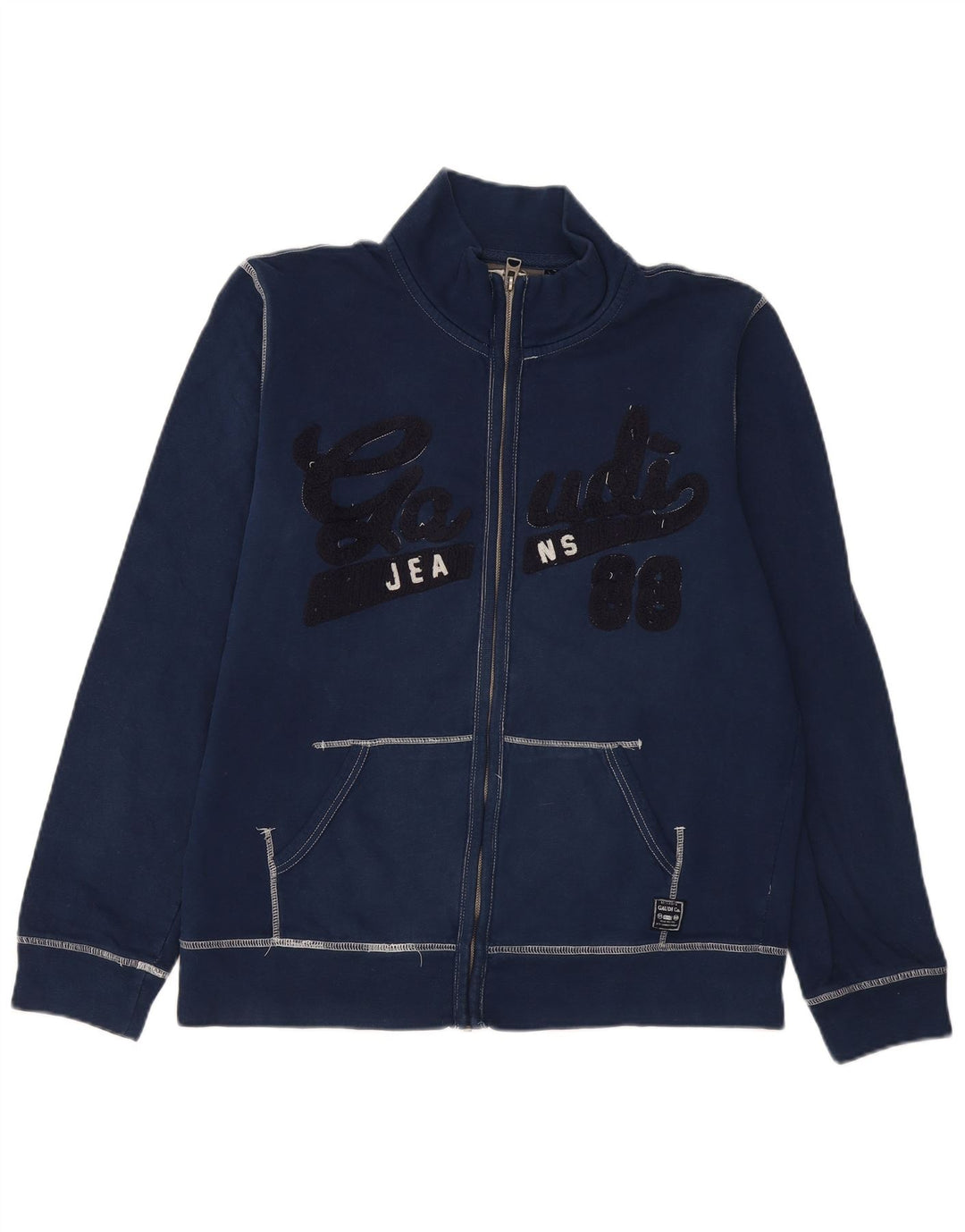 GAUDI Womens Graphic Tracksuit Top Jacket UK 20 2XL Navy Blue