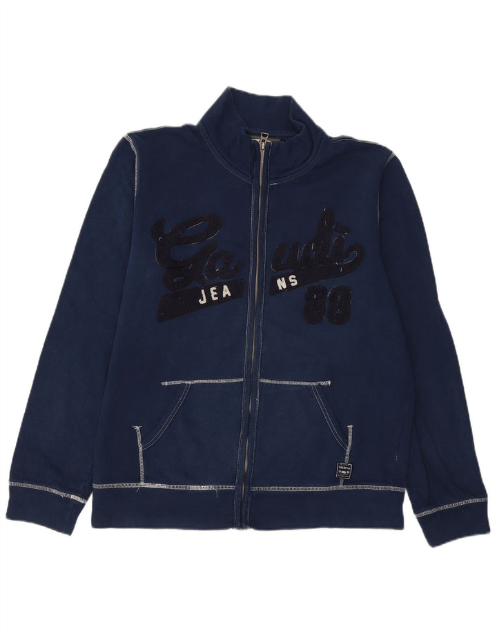 GAUDI Womens Graphic Tracksuit Top Jacket UK 20 2XL Navy Blue