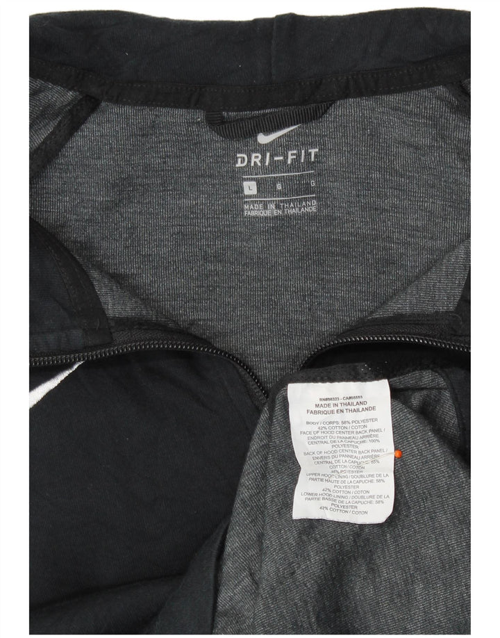 Nike Womens Zip Hoodie Sweater UK 16 Large Black Polyester