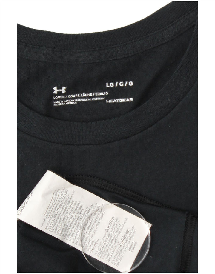 UNDER ARMOUR Mens Heat Gear T-Shirt Top Large Black Cotton