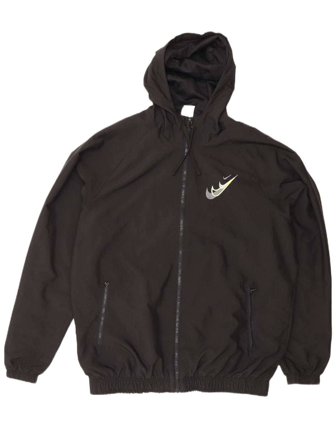 NIKE Mens Hooded Tracksuit Top Jacket Large Black Polyester