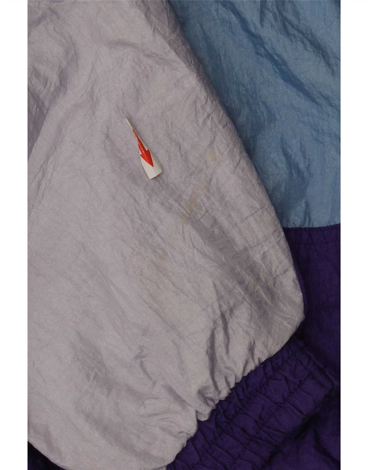 Vintage Mens Tracksuit Top Jacket Large Purple Colourblock Polyamide