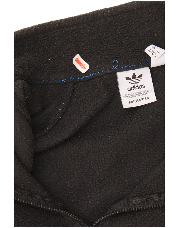 Adidas Womens Zip Neck Oversized Fleece Jumper UK 12 Medium Black Polyester