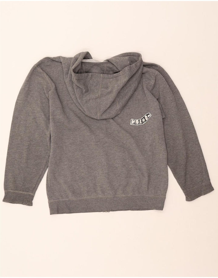 VOLCOM Womens Graphic Zip Hoodie Sweater UK 16 Large Grey
