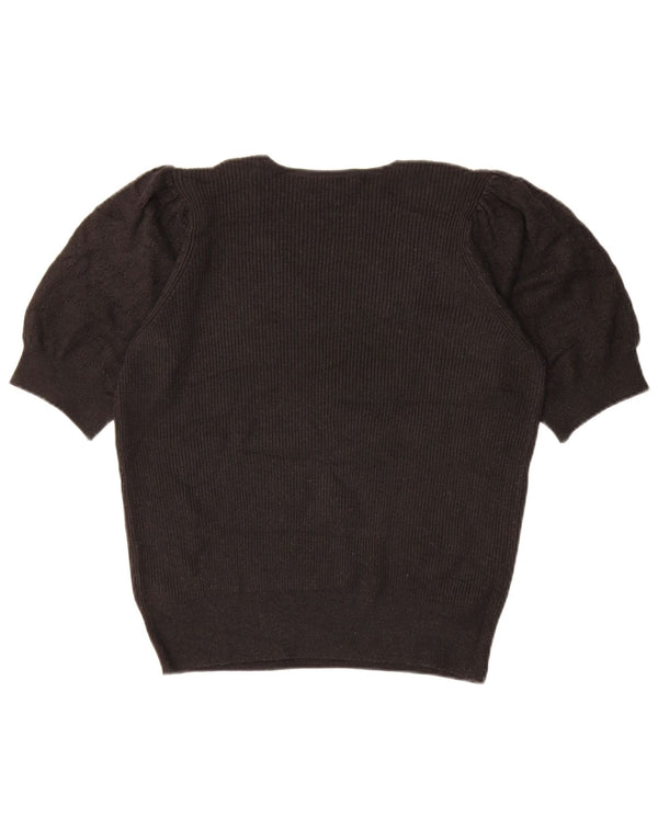 Marks & Spencer Womens V-Neck Jumper Sweater UK 14 Medium Black
