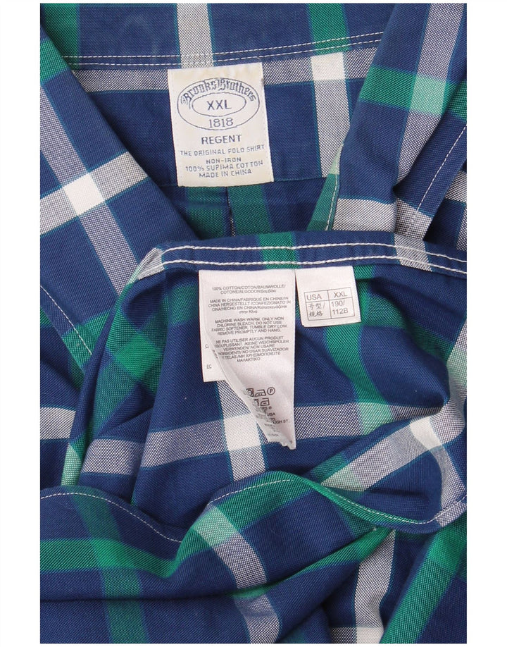 Brooks Brothers Mens Regent Shirt 2XL Blue Check Cotton