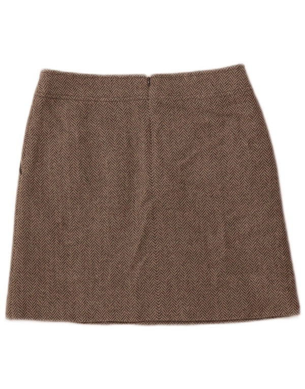 Jigsaw Womens A-Line Skirt UK 10 Small W30  Grey Herringbone Wool