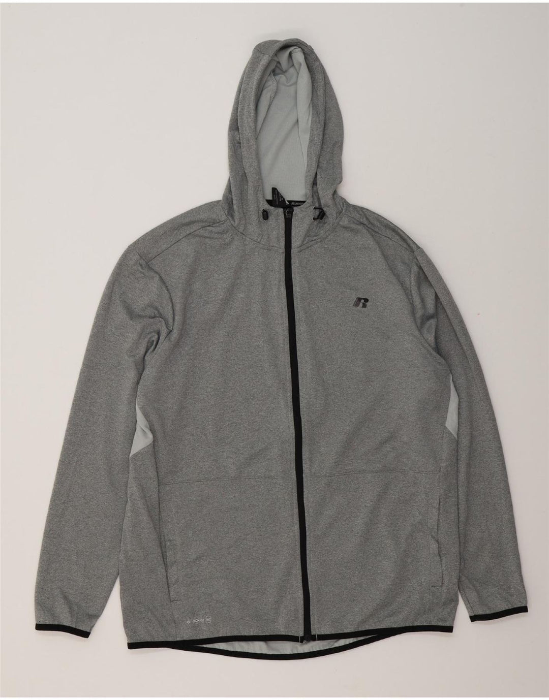 Russell Athletic Mens Dri-Power Zip Hoodie Sweater Large Grey Polyester