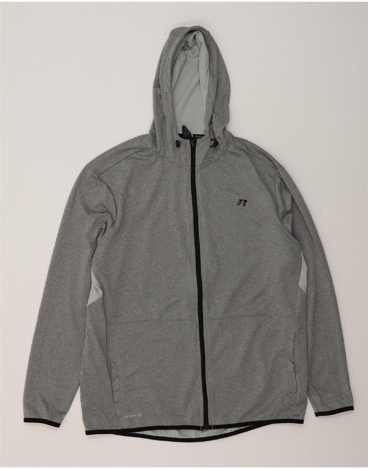Russell Athletic Mens Dri-Power Zip Hoodie Sweater Large Grey Polyester