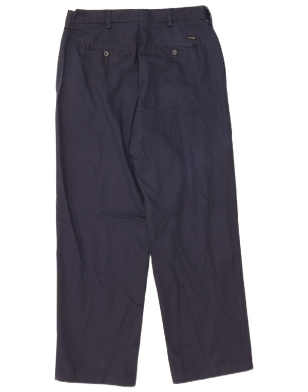 IZOD Mens Straight Classic Fit Chino Trousers W32 L30 Navy Blue Cotton