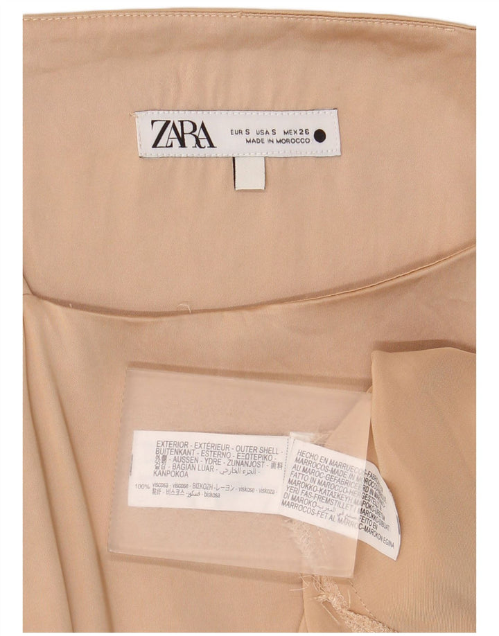Zara Womens Cami Top UK 10 Small Beige Viscose