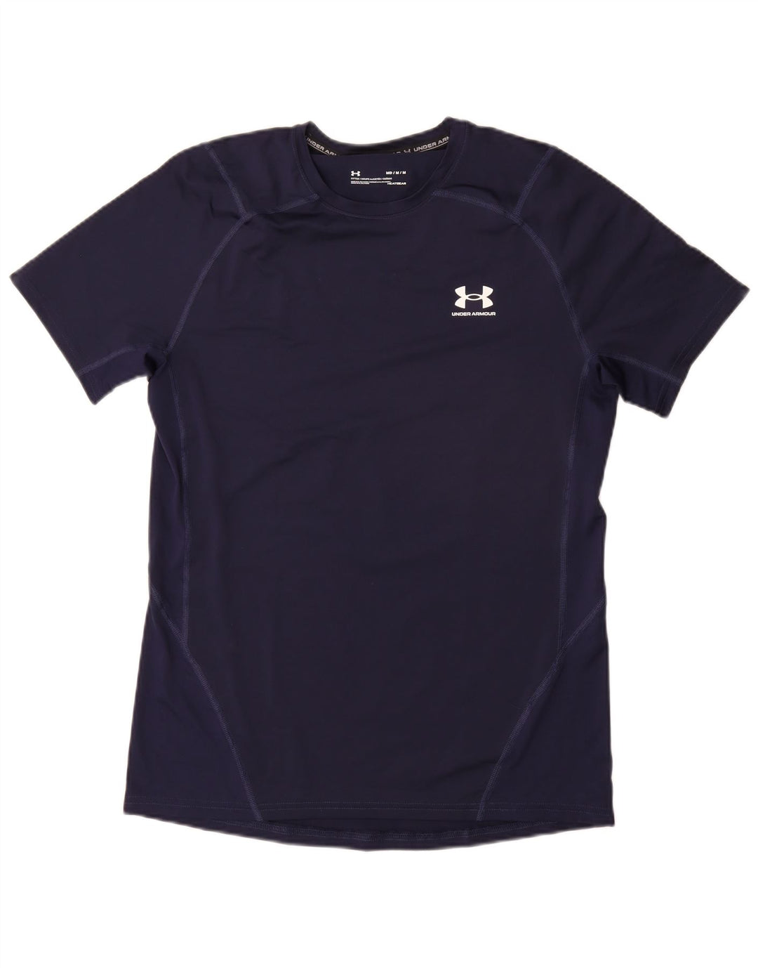 UNDER ARMOUR Mens Heat Gear T-Shirt Top Medium Navy Blue Synthetic