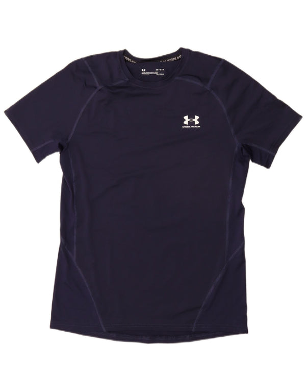 UNDER ARMOUR Mens Heat Gear T-Shirt Top Medium Navy Blue Synthetic