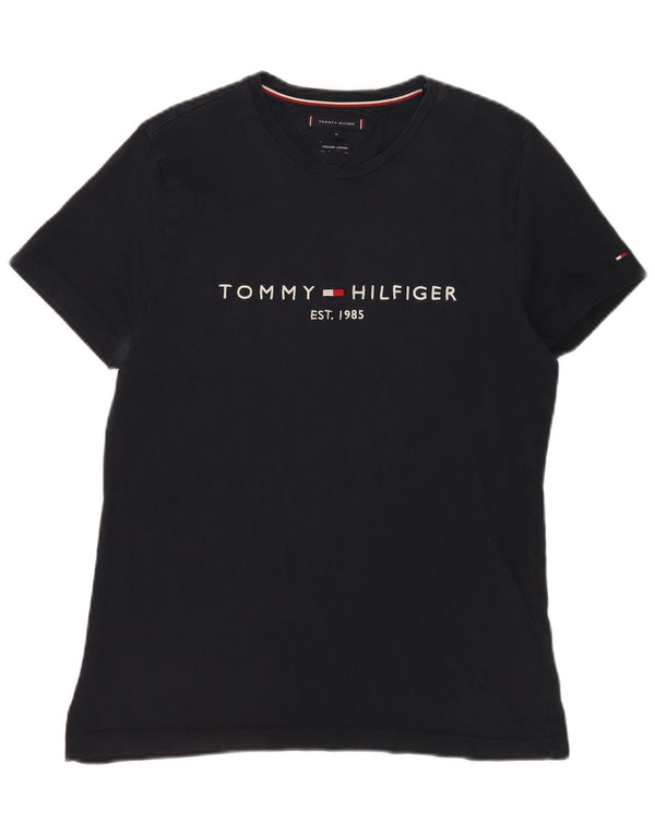 Tommy Hilfiger Mens Graphic T-Shirt Top Medium Navy Blue Cotton