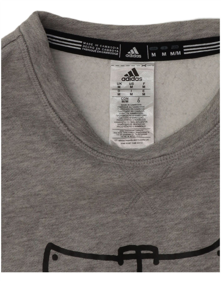 ADIDAS Mens Graphic Sweatshirt Jumper Medium Grey Cotton