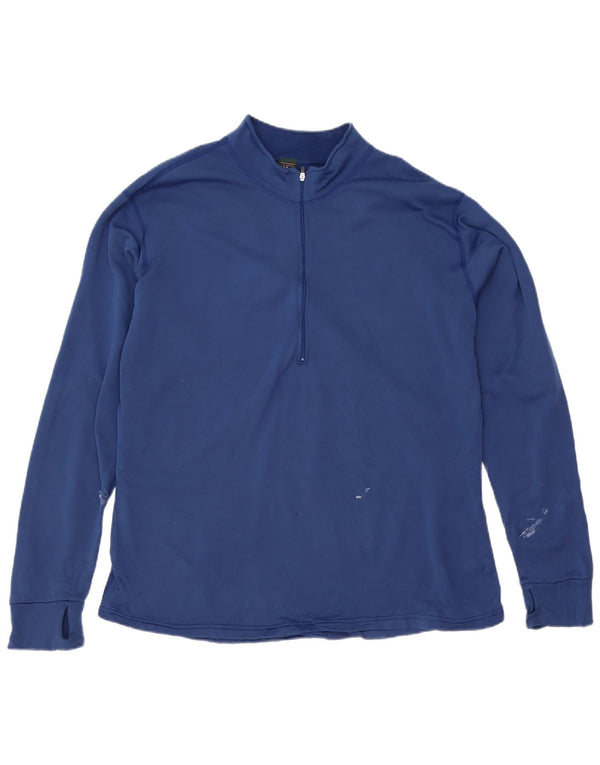 L.L.Bean Mens Zip Neck Sweatshirt Jumper XL Blue Polyester