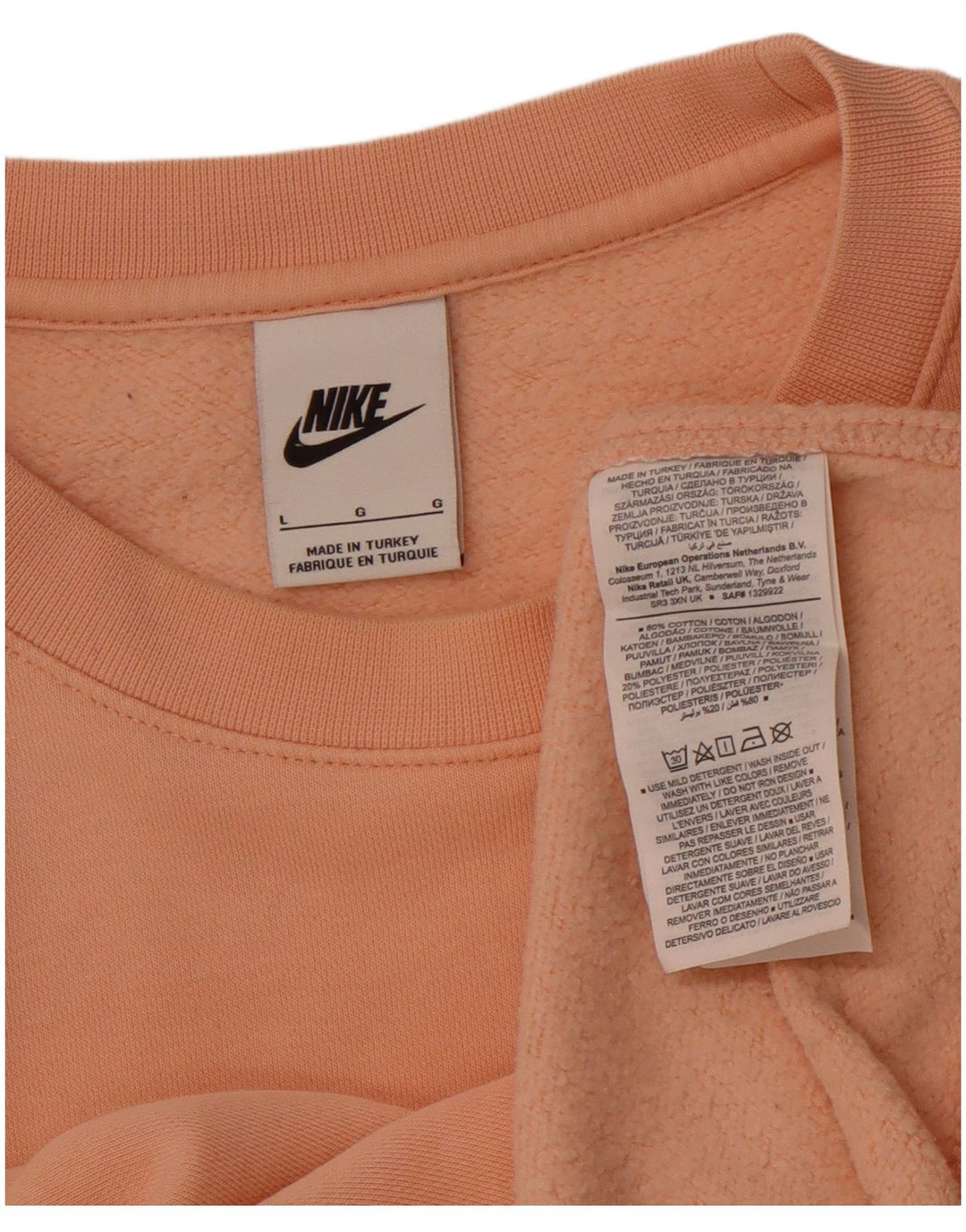 NIKE Mens Sweatshirt Jumper Large Orange Cotton
