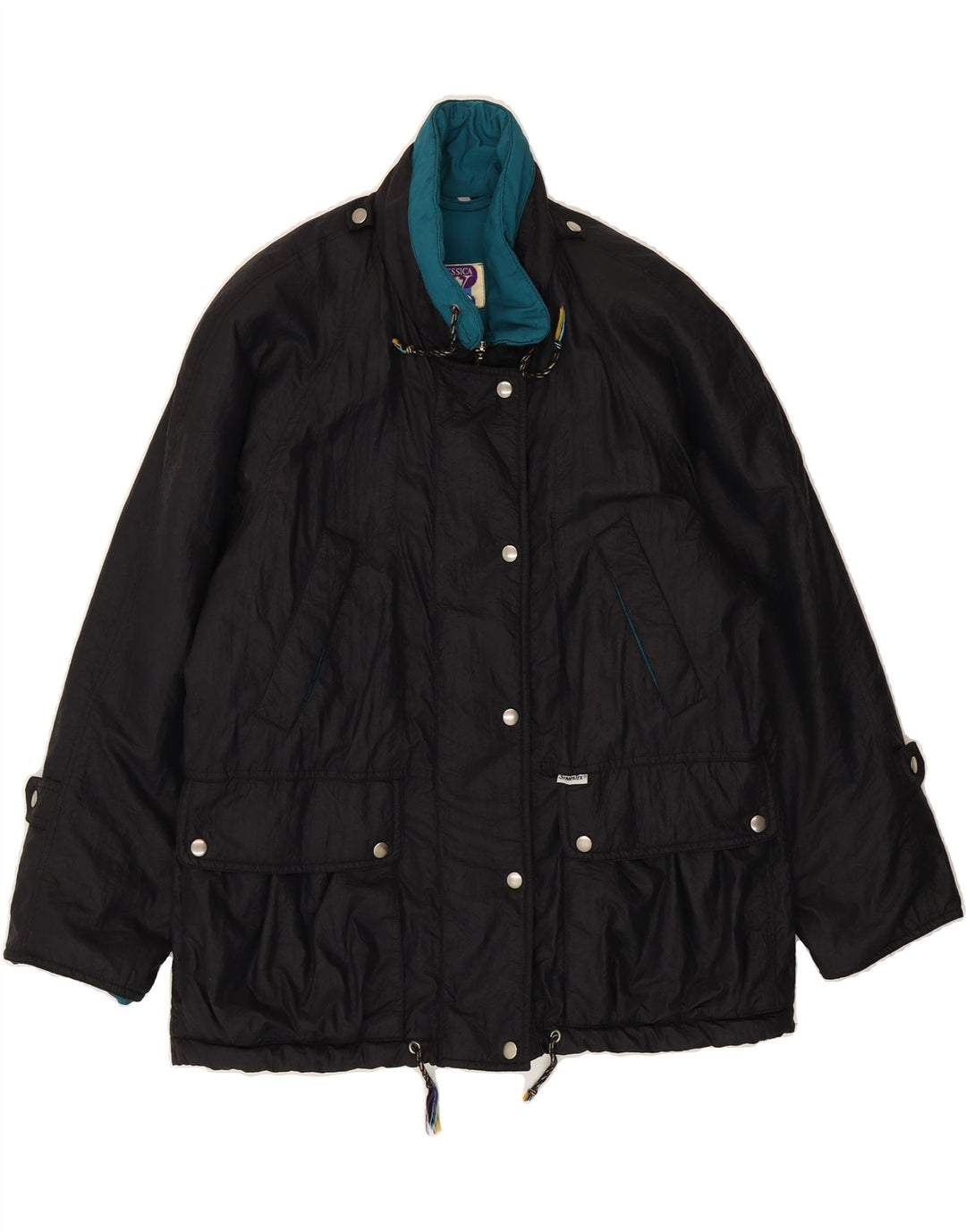 YESSICA Womens Rain Jacket UK 18 XL Black Nylon Vintage Yessica and Second-Hand Yessica from Messina Hembry 
