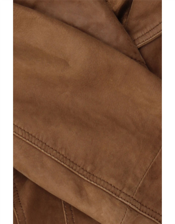 HEINE Womens Leather Coat IT 38 XS Brown Leather