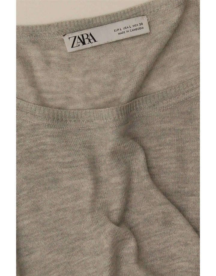 Zara Womens Oversized Blouse Top UK 16 Large Grey
