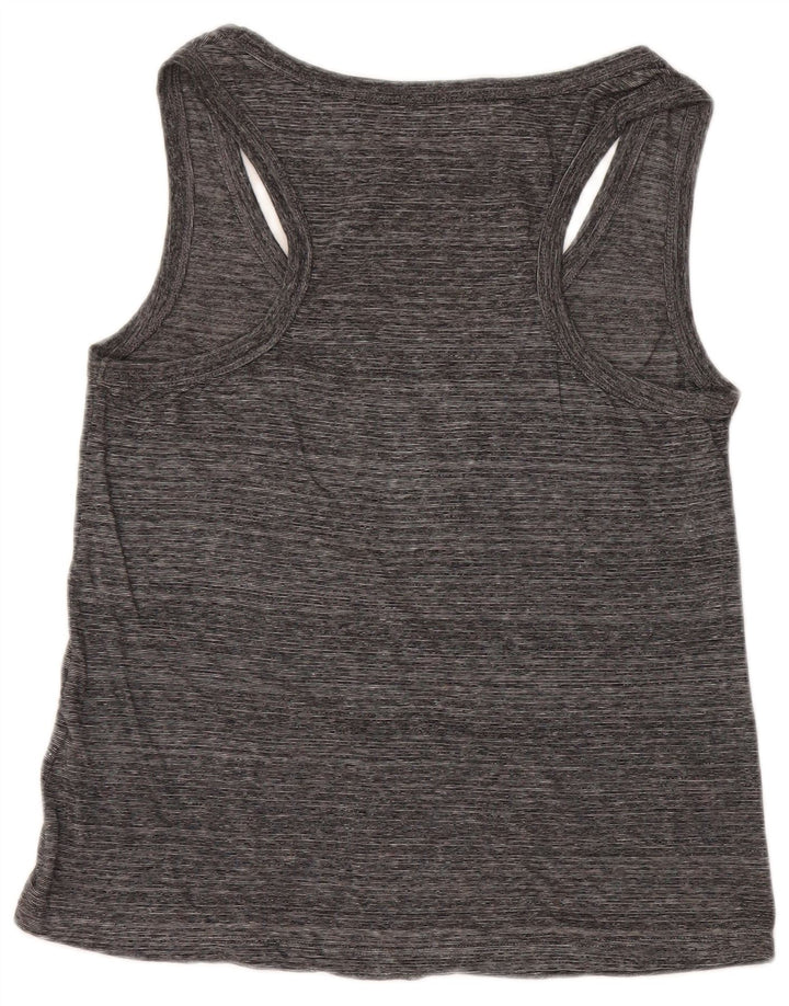 SUPERDRY Womens Graphic Vest Top UK 10 Small Grey Flecked Cotton