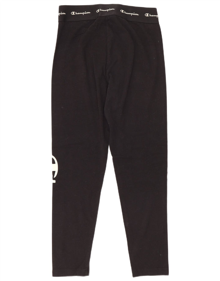 Champion Womens Graphic Leggings UK 12 Medium Black Cotton