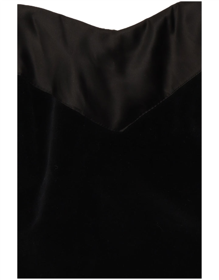 VINTAGE Womens Velvet Halter Dress UK 10 Small Black