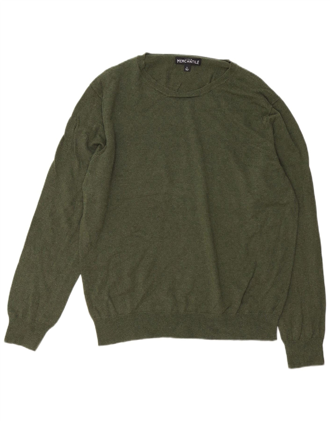 J. CREW Mens Mercantile Crew Neck Jumper Sweater Large Khaki Cotton