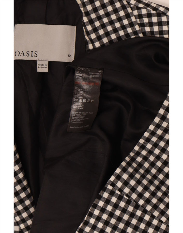 Oasis Womens 1 Button Blazer Jacket UK 10 Small  Black Gingham Viscose