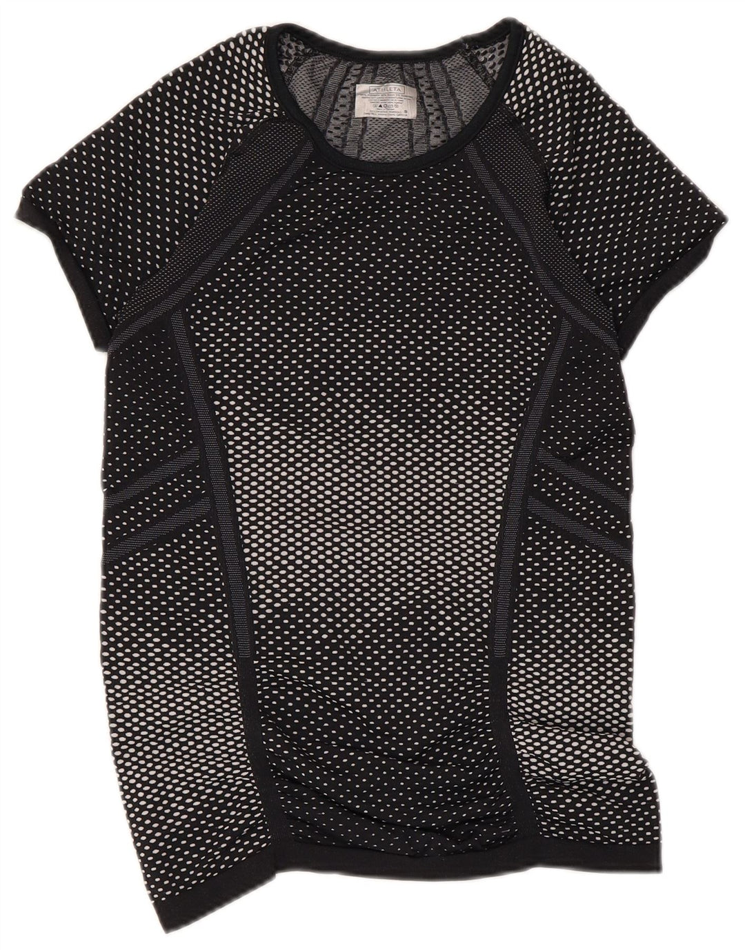 ATHLETA Womens T-Shirt Top UK 8 Small Black Spotted Polyester