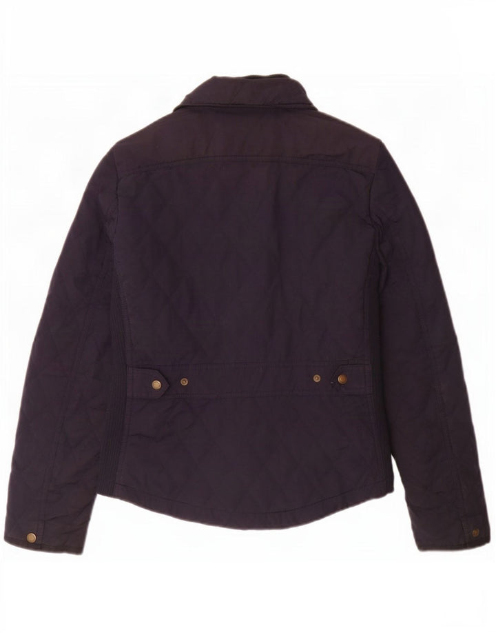 Massimo Dutti Womens Quilted Jacket UK 12 Medium Navy Blue Polyester
