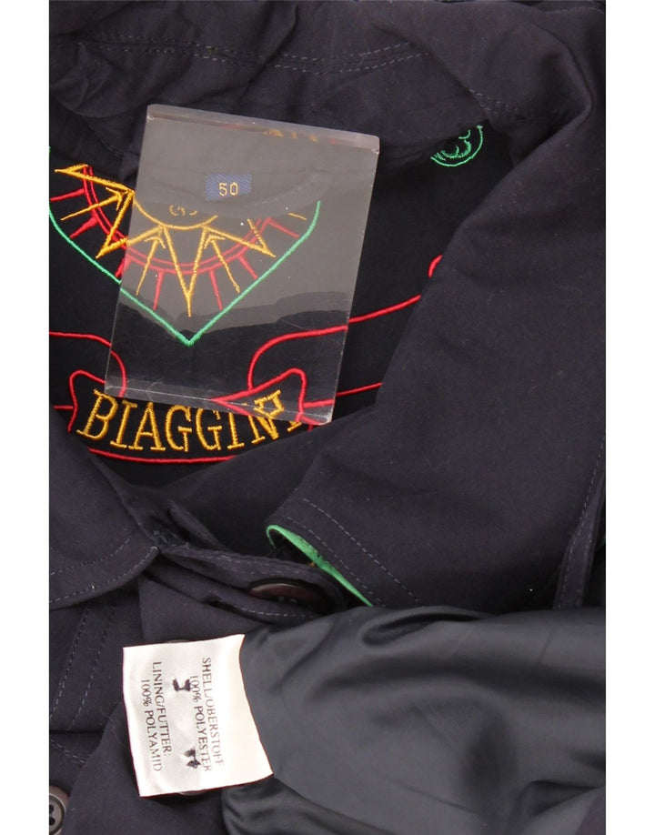 BIAGGINI Womens Oversized Bomber Jacket IT 50 XL Navy Blue Polyester