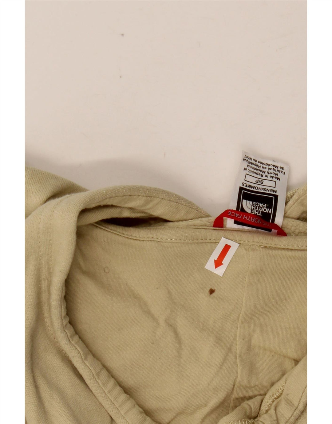 THE NORTH FACE Mens Hoodie Jumper Small Beige Cotton