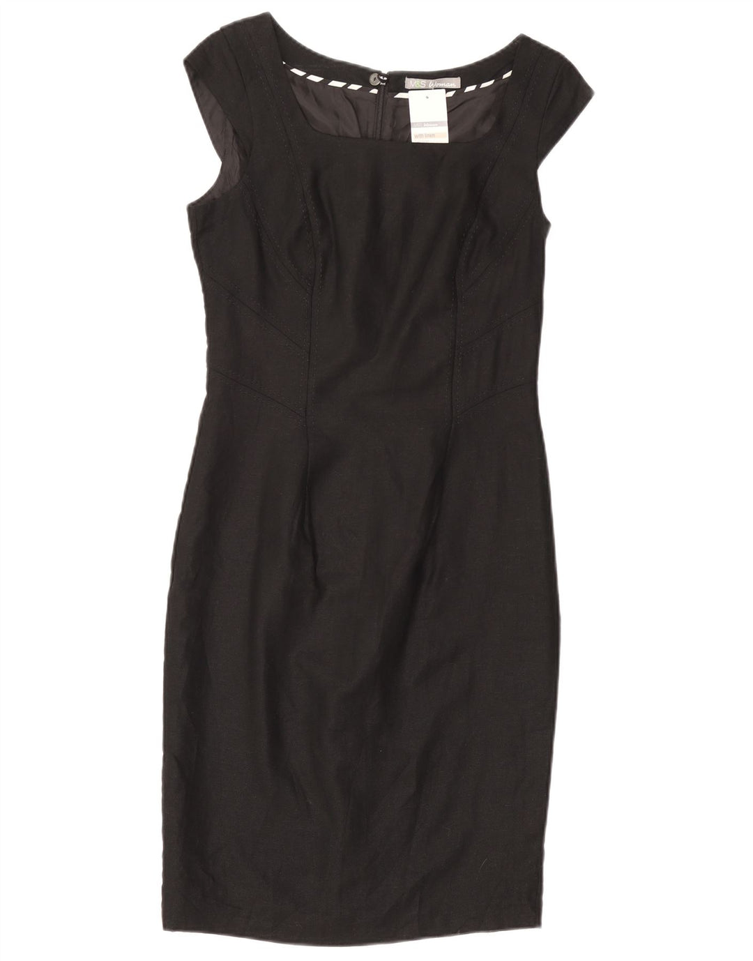 MARKS & SPENCER Womens Sheath Dress UK 8 Small  Black Linen