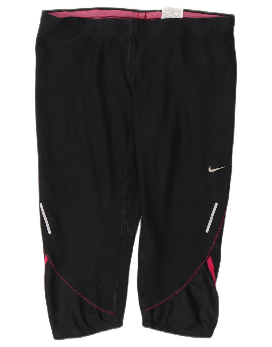 NIKE Womens Dri Fit Capri Tracksuit Trousers UK 16 Large Black Colourblock