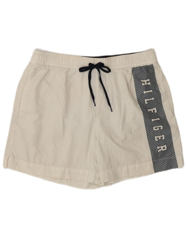 Tommy Hilfiger Mens Graphic Swimming Shorts Medium  White