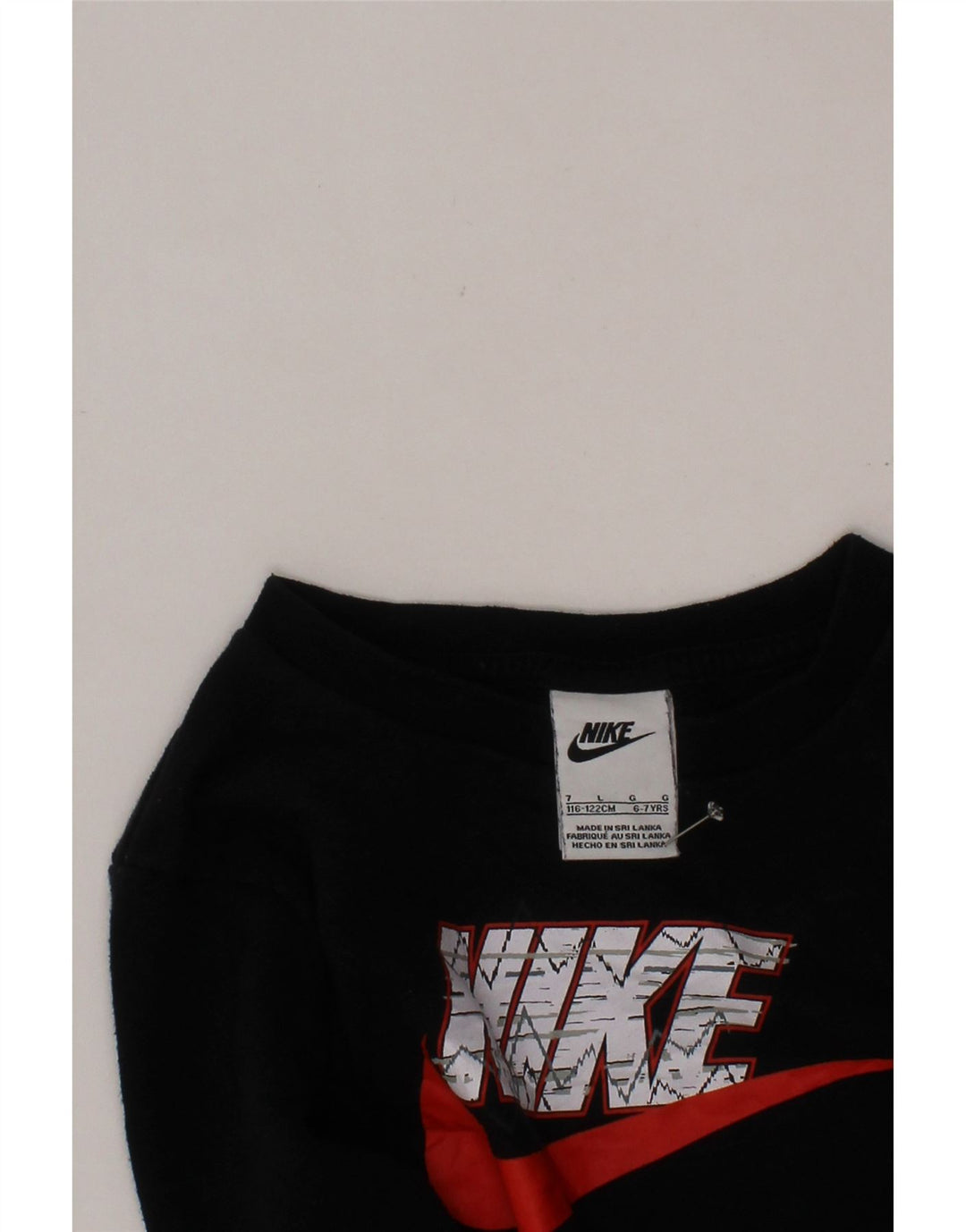 NIKE Boys Graphic Sweatshirt Jumper 6-7 Years Large Black